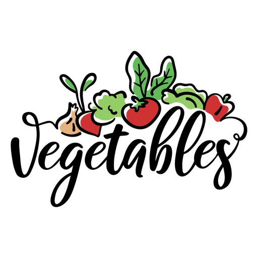 Vegetables label lettering color stroke