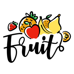 Fruit label lettering color stroke PNG Design