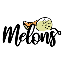 Melons' label lettering color stroke PNG Design