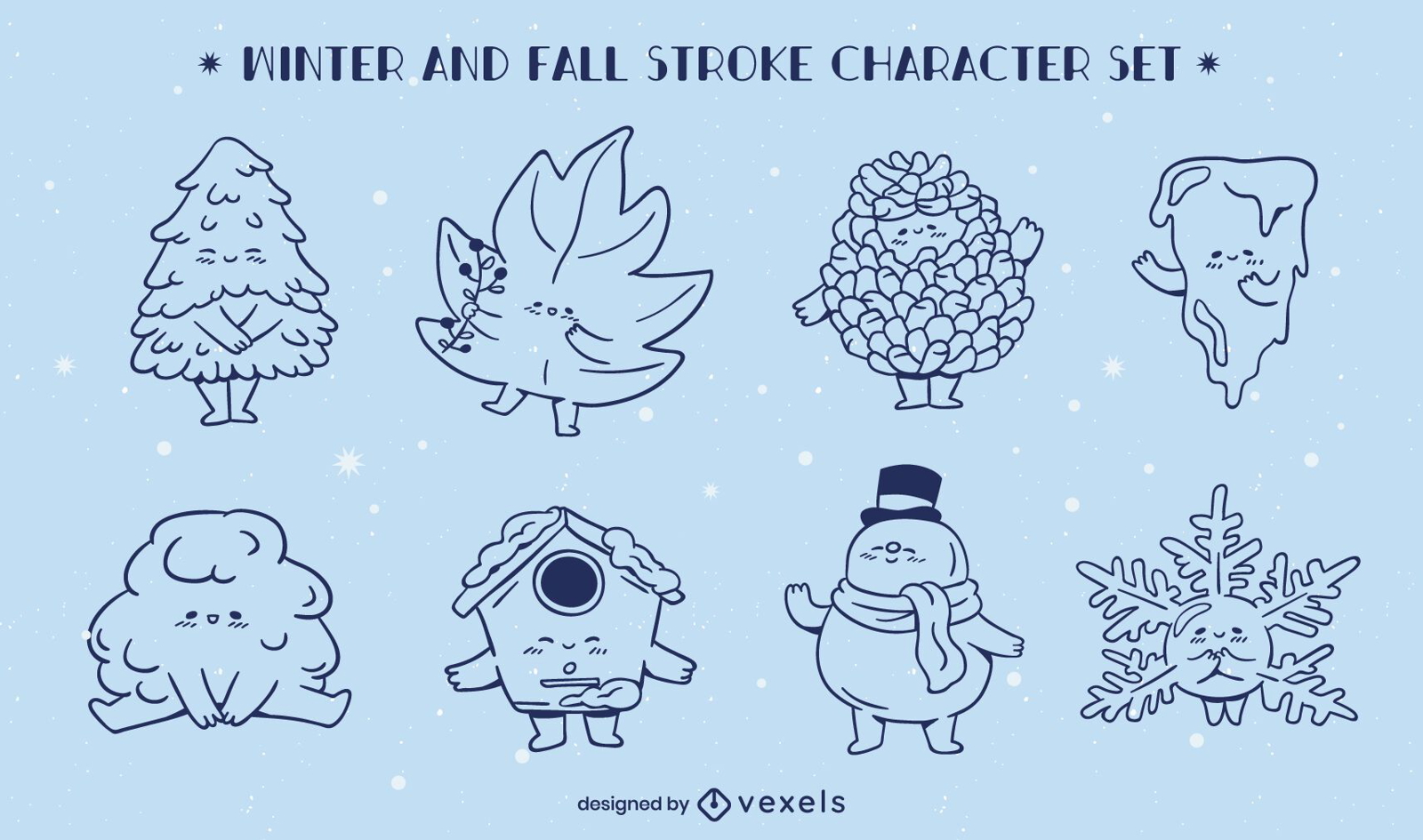 Conjunto de caracteres do inverno outono