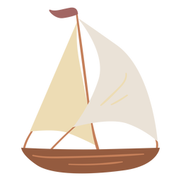 Wooden sail boat semi flat  PNG Design Transparent PNG