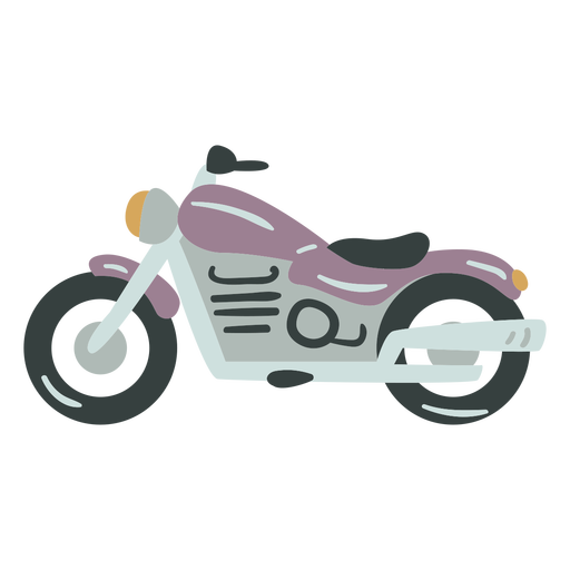 Purple chopper bike semi flat PNG Design