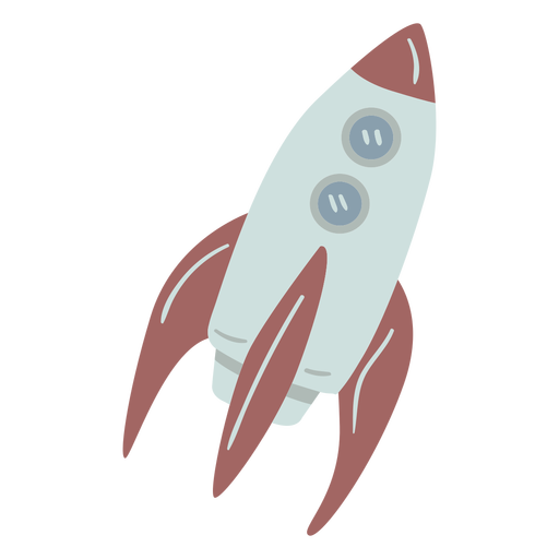 Red and blue space rocket semi flat PNG Design