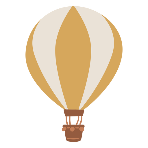 White and yellow hot air balloon semi flat PNG Design