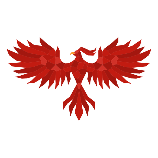 Phoenix with spread wings polygonal PNG Design
