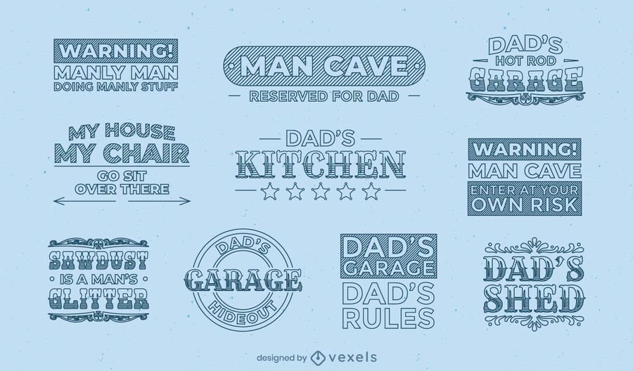 Dad's manly quotes label set Dad's manly quotes label set