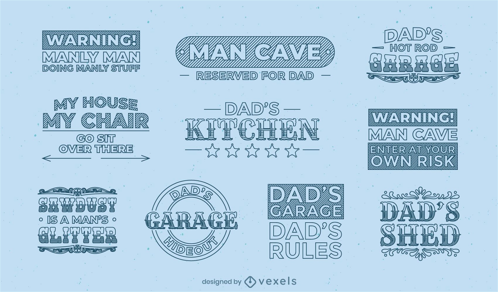Dad's manly quotes label set