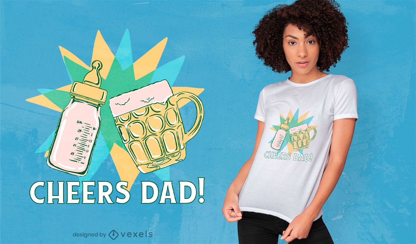 Cheers bottle and beer t-shirt design