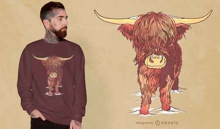 Design de t-shirt de gado das Terras Altas