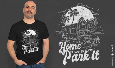Camper van hand drawn t-shirt design