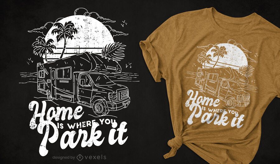 Camper van hand drawn t-shirt design Camper van hand drawn t-shirt design