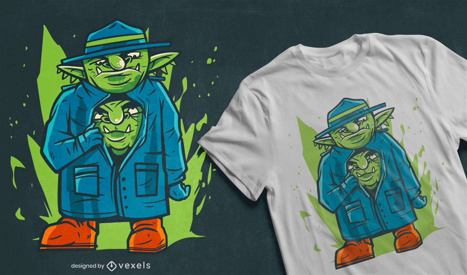 Goblins im Trenchcoat-T-Shirt-Design