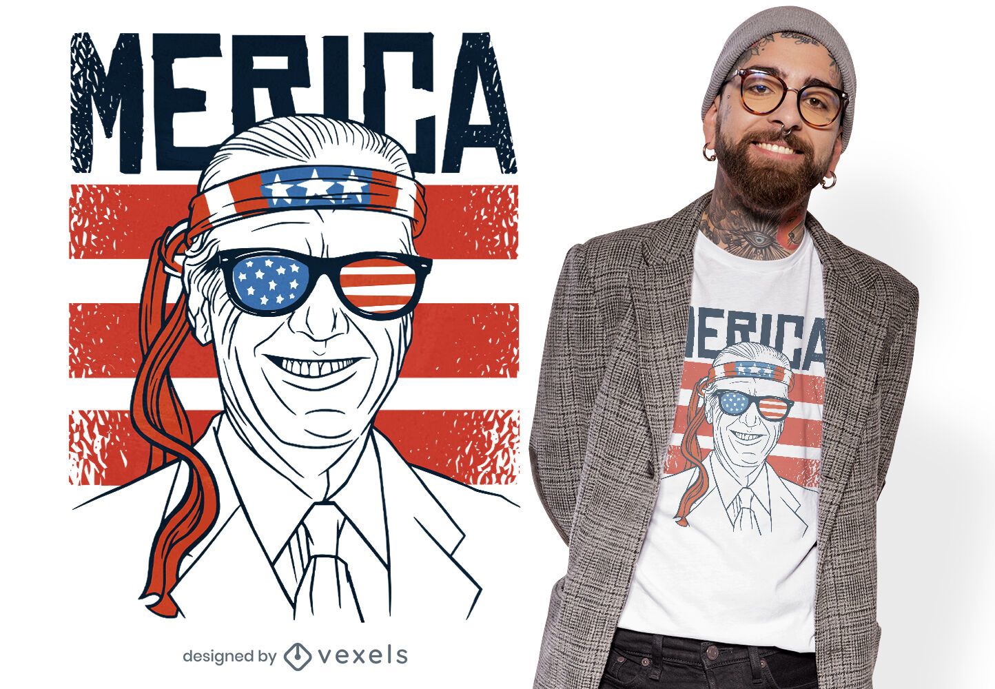 Diseño de camiseta vintage biden de bandera americana