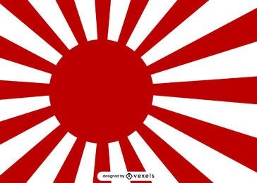 Red rising sun japanese illustration