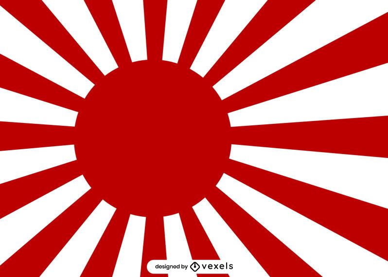 Ilustración japonesa del sol naciente rojo Ilustración japonesa del sol naciente rojo