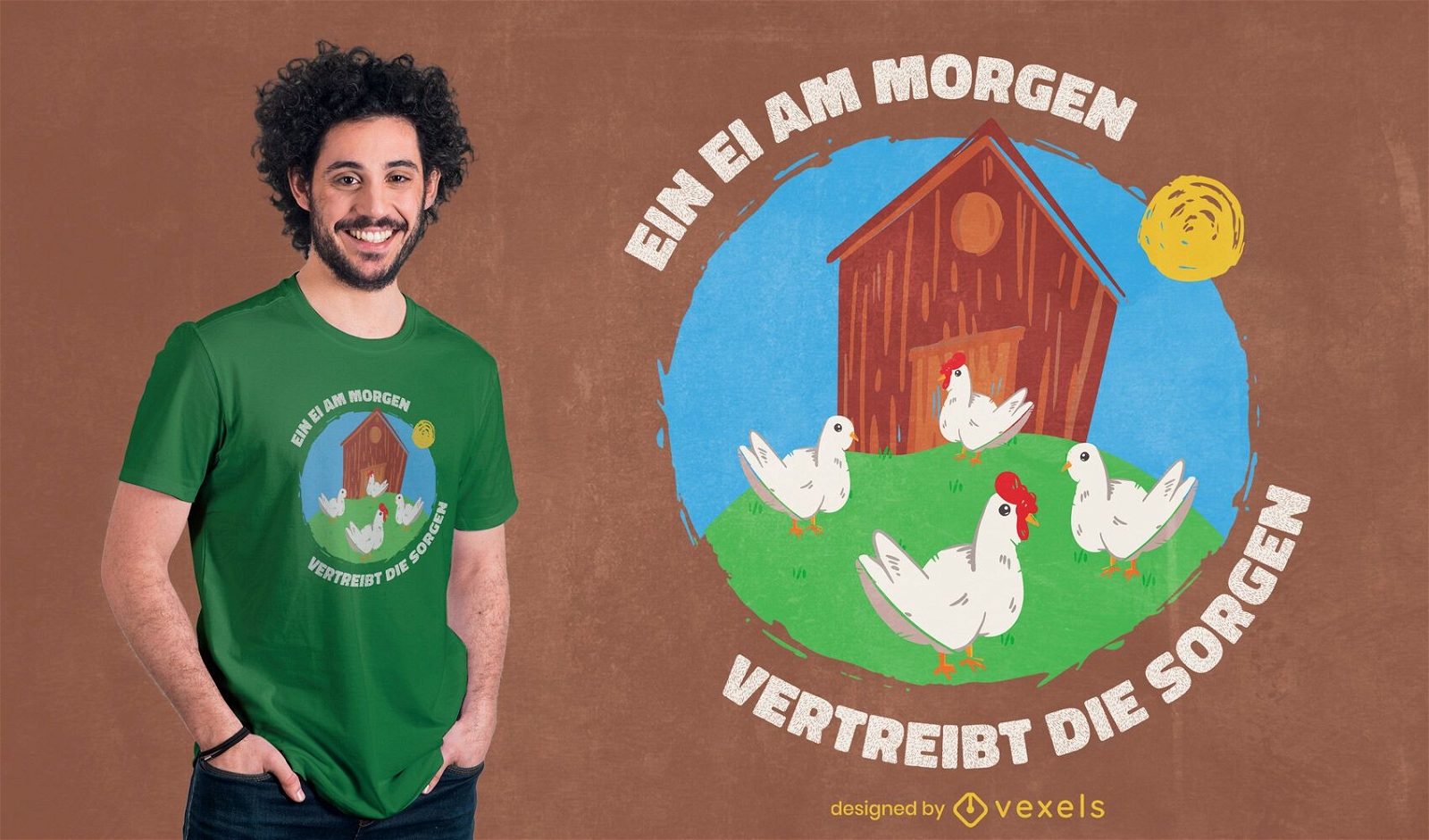 Pollos en diseño de camiseta de doodle de granja