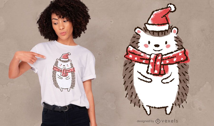 Cute christmas hedgehog t-shirt design Cute christmas hedgehog t-shirt design
