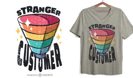Diseño de camiseta de metáfora de cliente de embudo