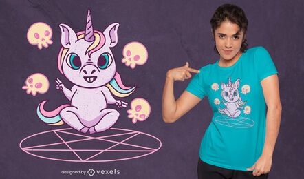 Diseño de camiseta ritual de invocación de unicornio.