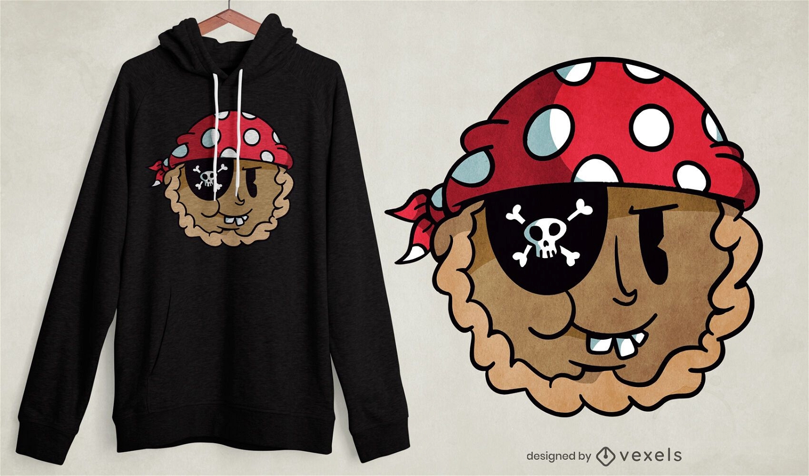 Kuchen Cartoon Pirat T-Shirt Design