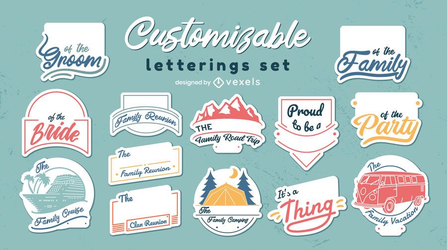 Family sticker badge customizable set Family sticker badge customizable set