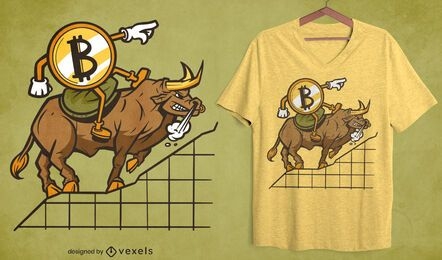 Diseño de camiseta de toro de equitación de dibujos animados criptográficos