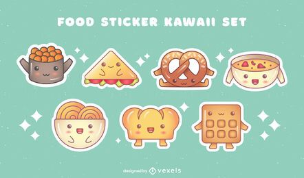 Set de pegatinas de platos de comida kawaii pack Set de pegatinas de platos de comida kawaii pack