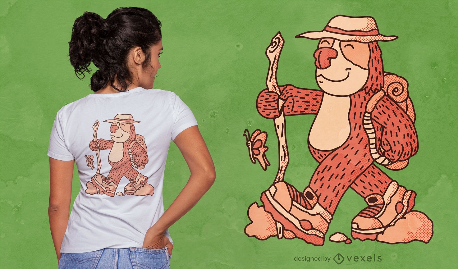 Sloth cartoon trekking t-shirt design
