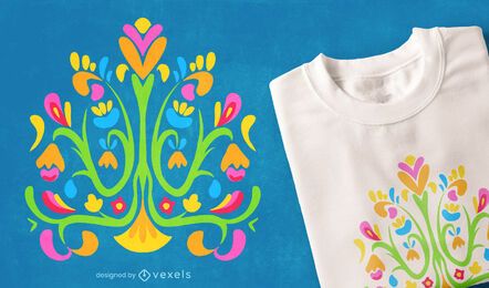 Diseño de camiseta de naturaleza colorida otomí