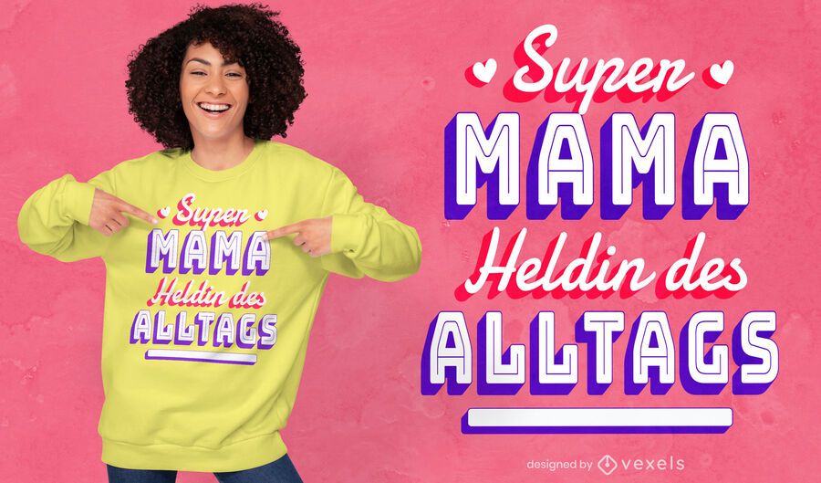 Diseño de camiseta con cita de super mamá del día de la madre Diseño de camiseta con cita de super mamá del día de la madre