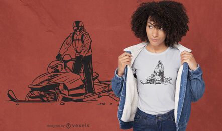 Design de camiseta de homem andando de snowmobile