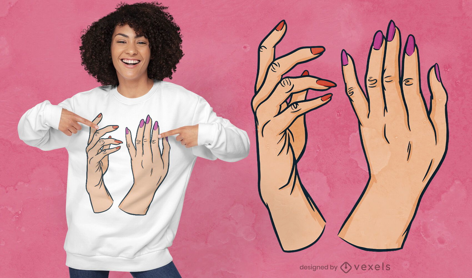 Nail polish hands t-shirt design