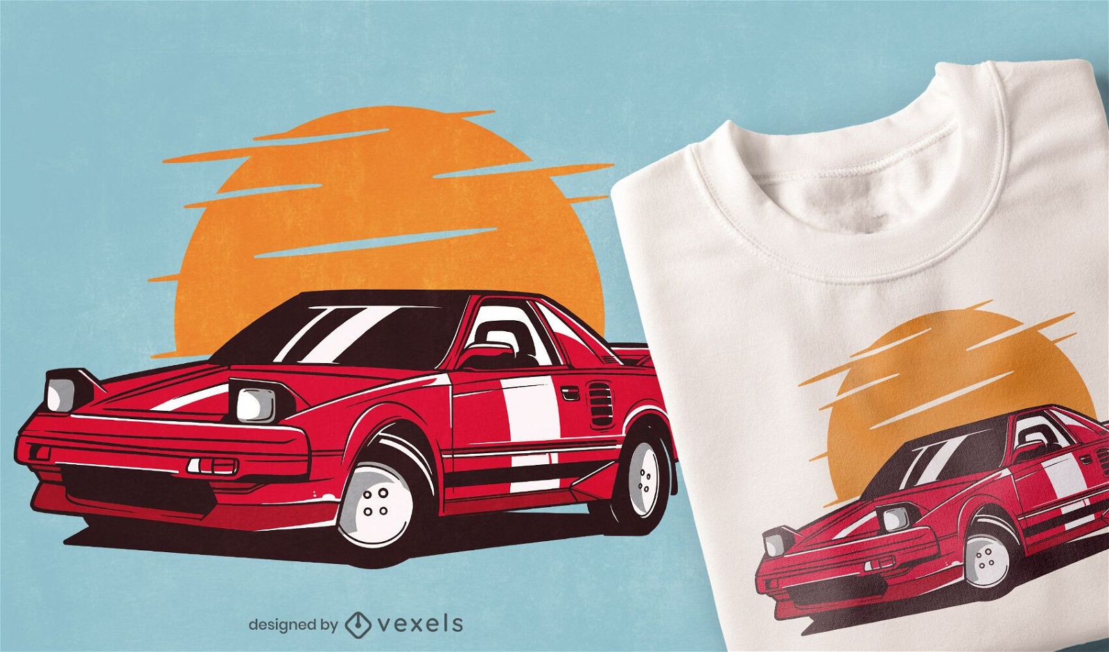 Rotes Sportwagen-T-Shirt Design