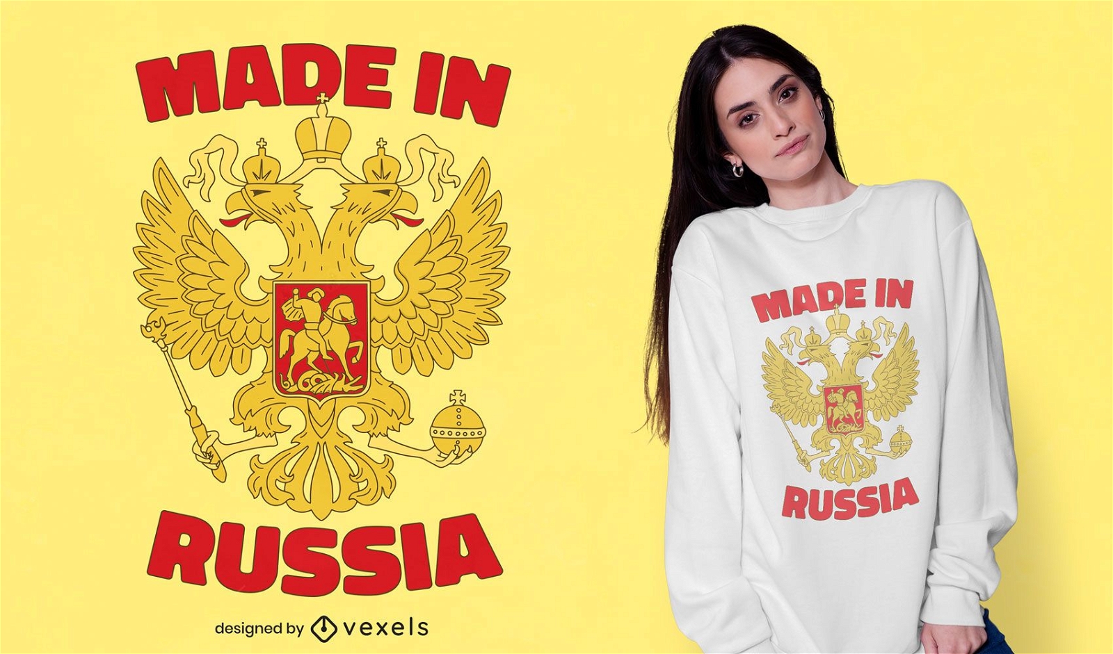 Diseño de camiseta con escudo de armas ruso.