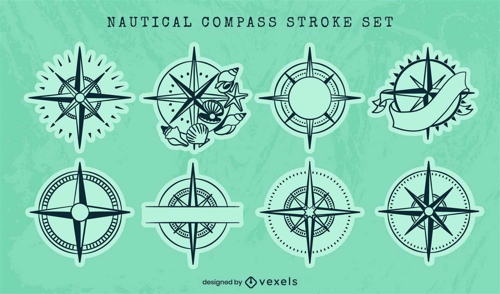 Nautischer Kompass-Ozean-Leitlinien-Kunstsatz