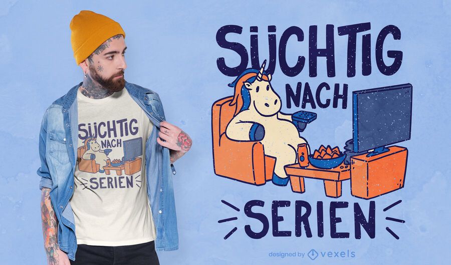 Diseño de camiseta de unicornio viendo televisión. Diseño de camiseta de unicornio viendo televisión.