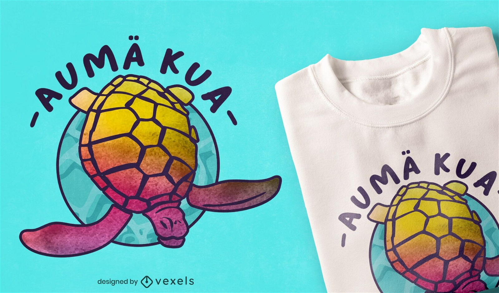 Dise?o de camiseta con efecto tie dye hawaiano de tortuga