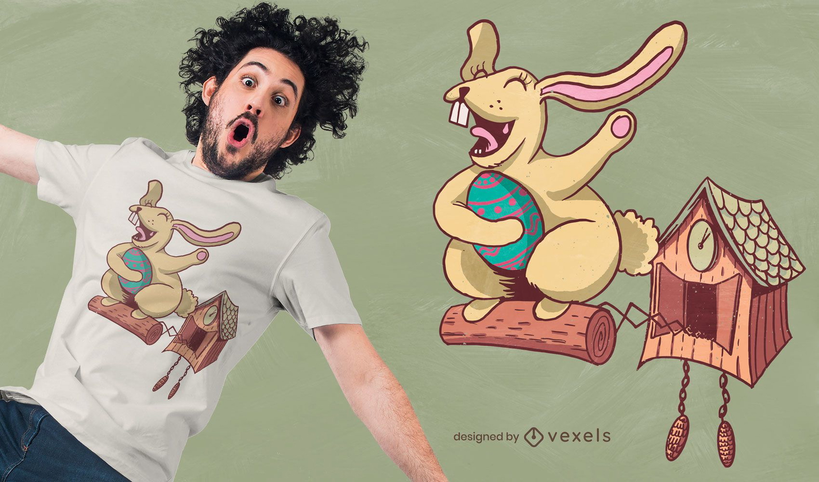 Easter bunny cuckoo clock t-shirt design