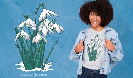 Blumen-Schneeglöckchen-Natur-T-Shirt-Design