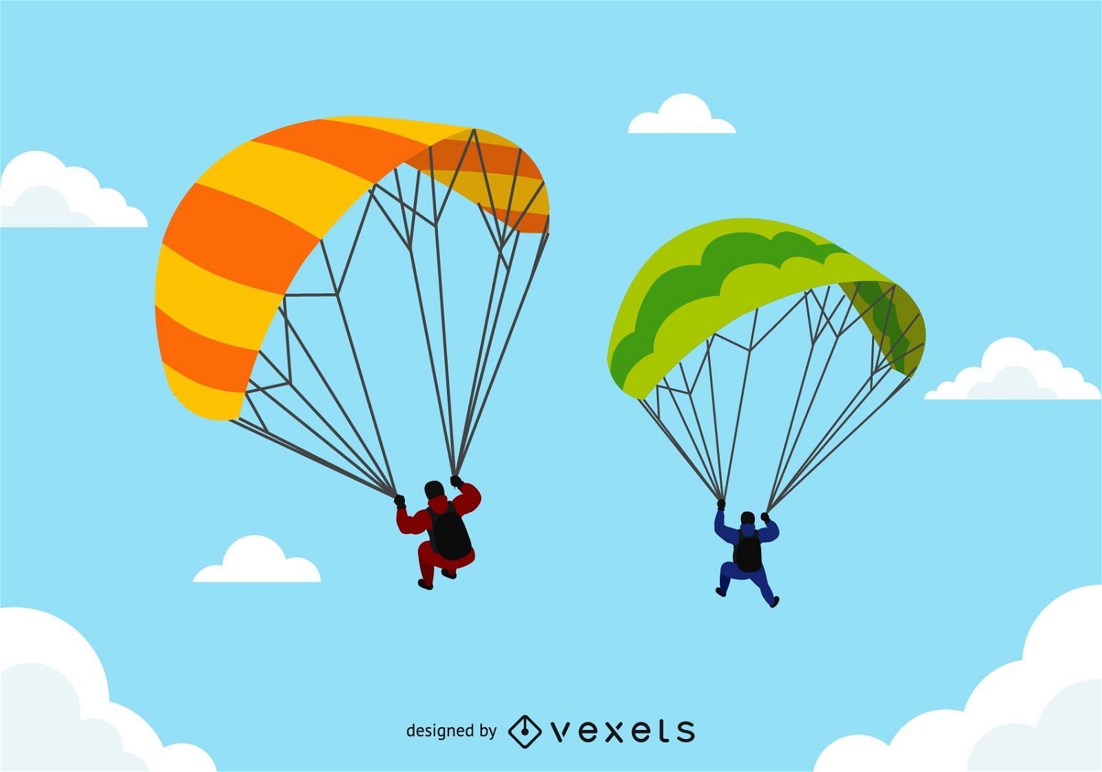 Tandem Paragliders in flight