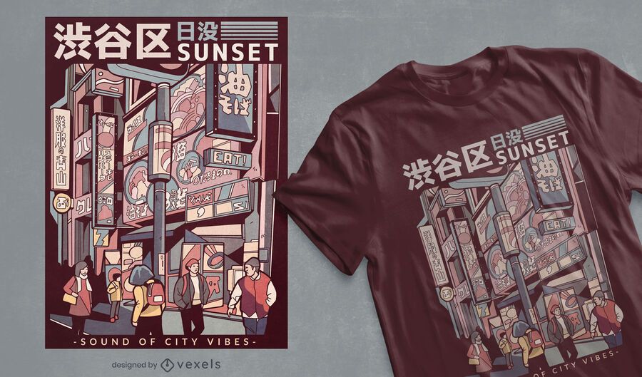 Diseño de camiseta de calle japonesa Diseño de camiseta de calle japonesa