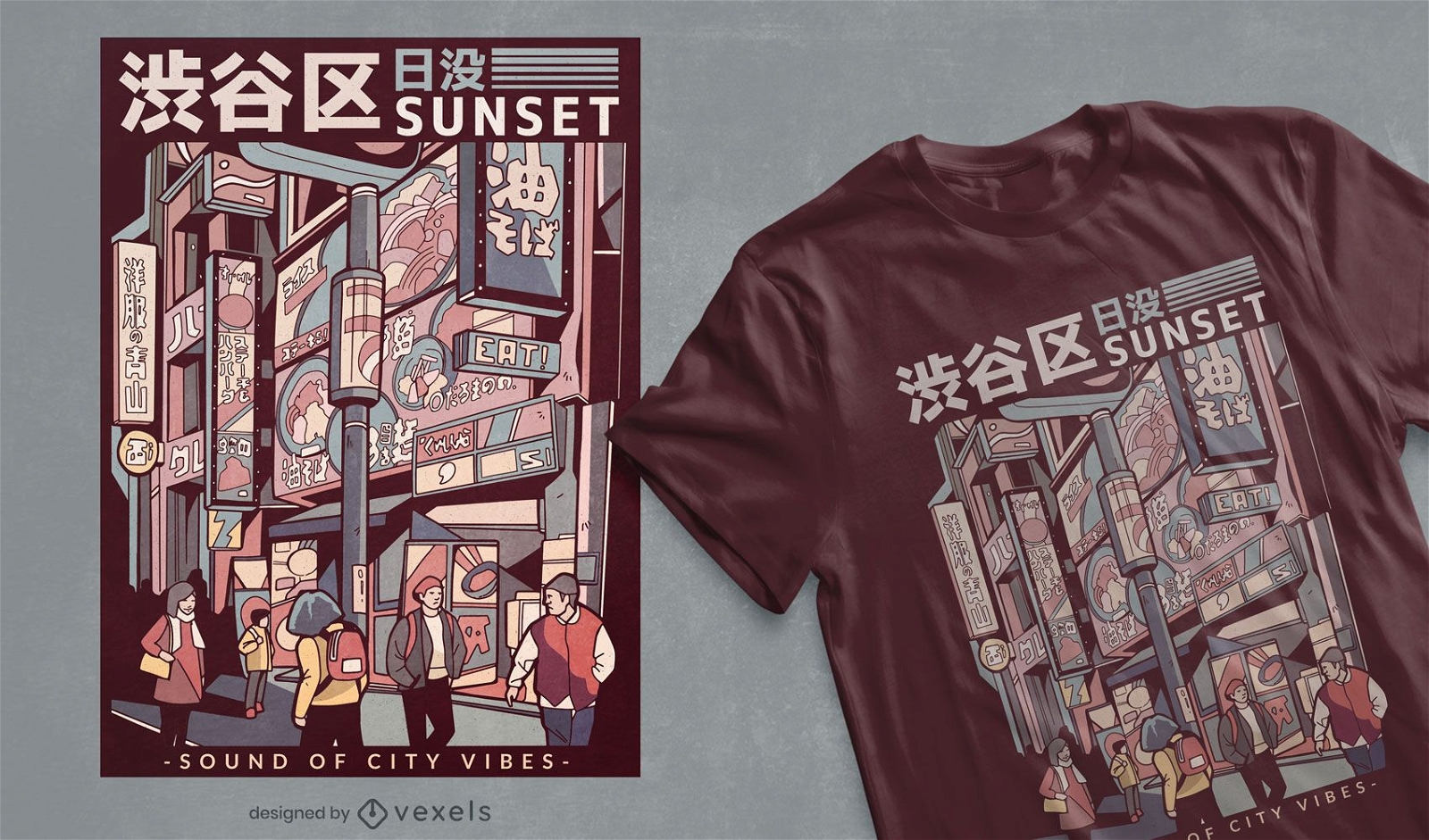 Japanisches Straßen-T-Shirt Design