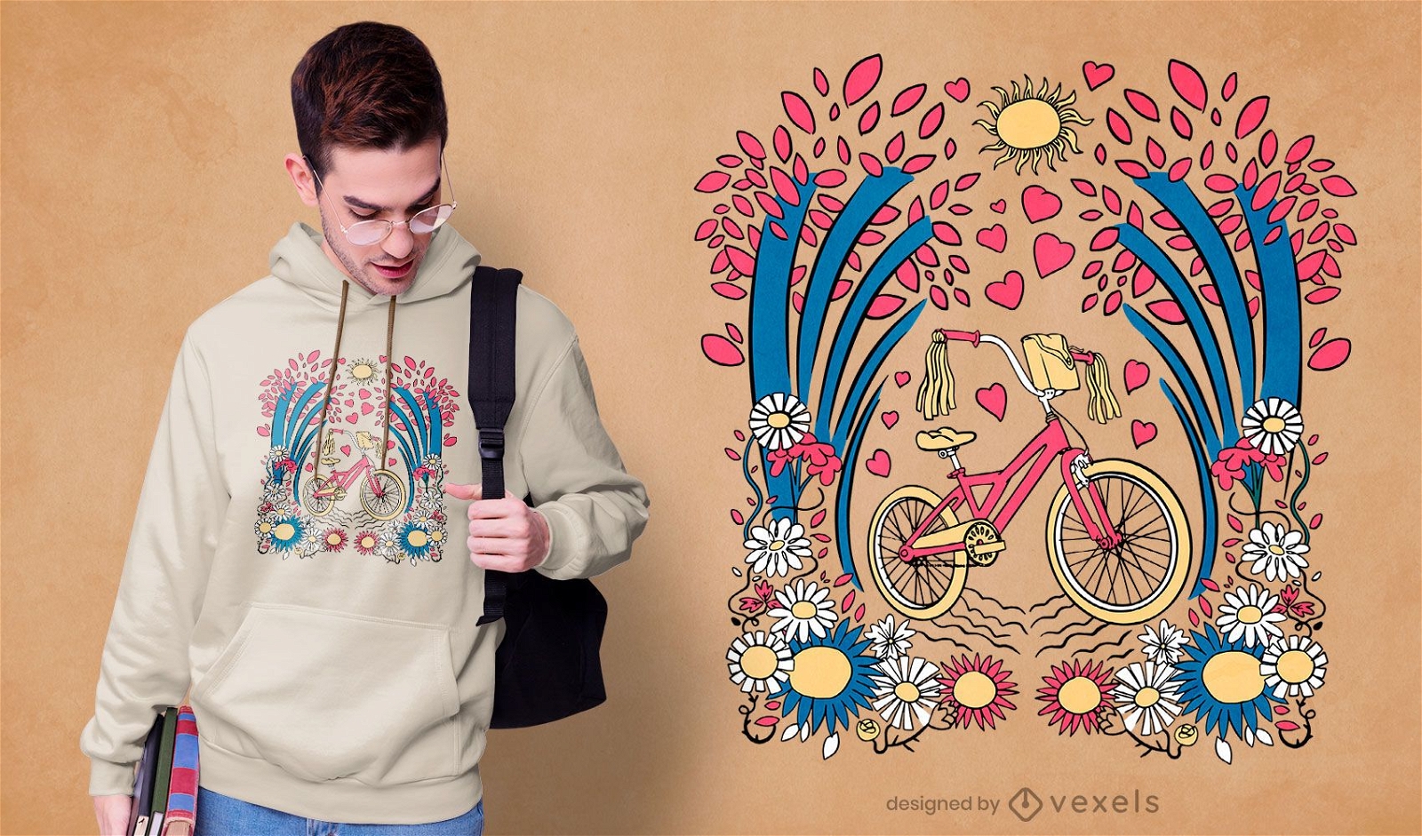 Design floral de t-shirt de bicicleta