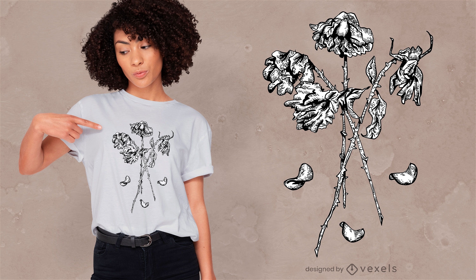 T-Shirt-Design der toten Rosen