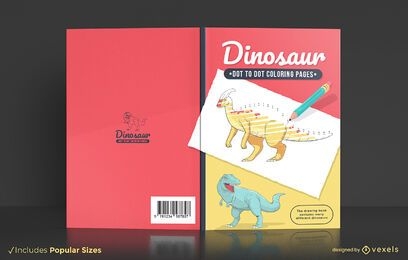 Diseño de portada de libro de colorear de punto a punto de dinosaurio