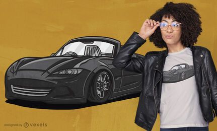 Carro esportivo elegante em design de camiseta preta