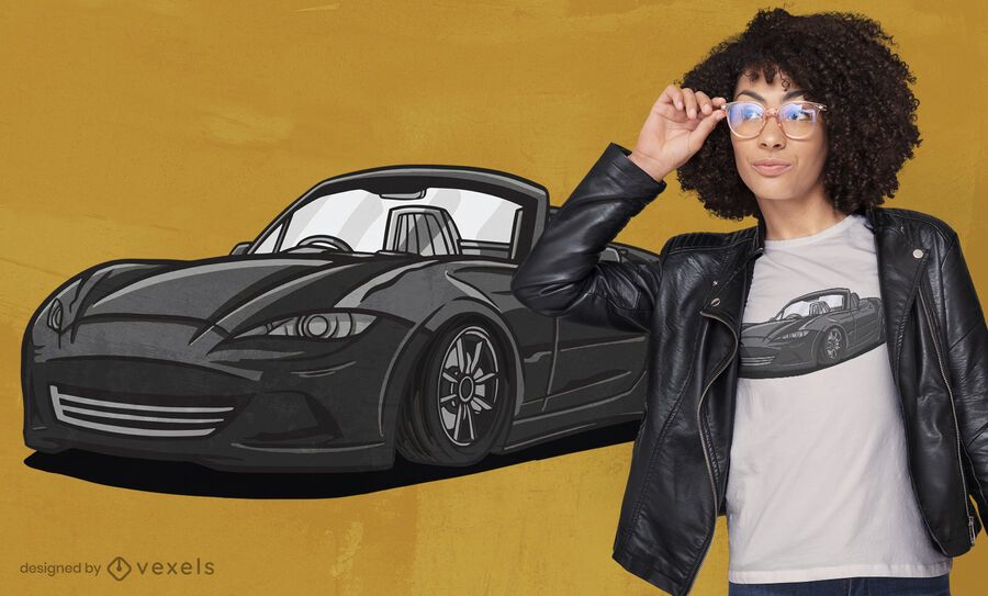 Elegant sports car in black t-shirt design Elegant sports car in black t-shirt design