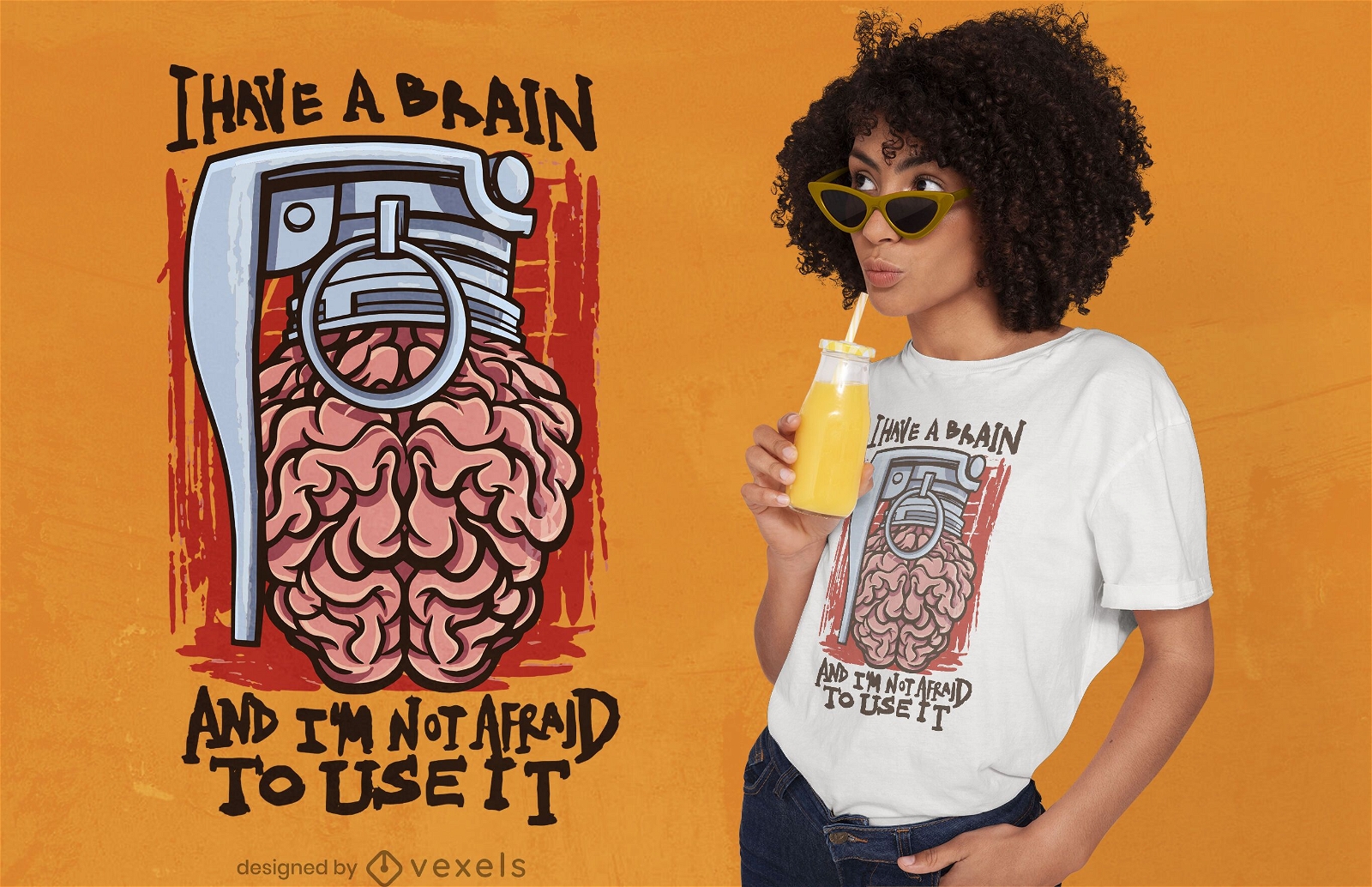 Brain grenade parody quote t-shirt design