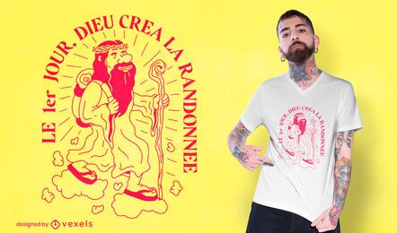 Hombre caminando diseño de camiseta de cita francesa