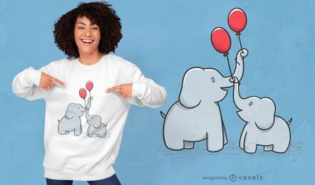 Design de t-shirt de família feliz de elefante